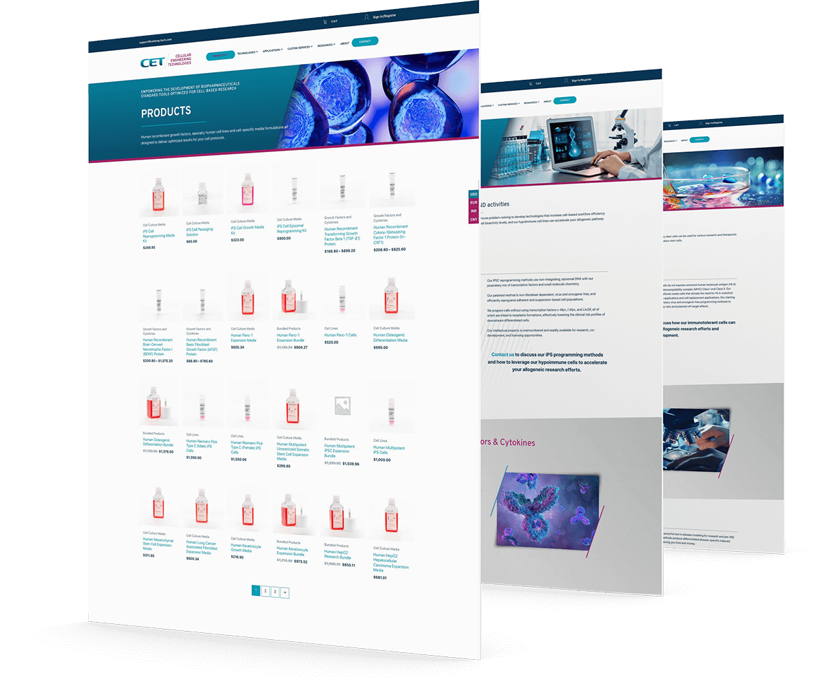 cellular engineering website page mock up